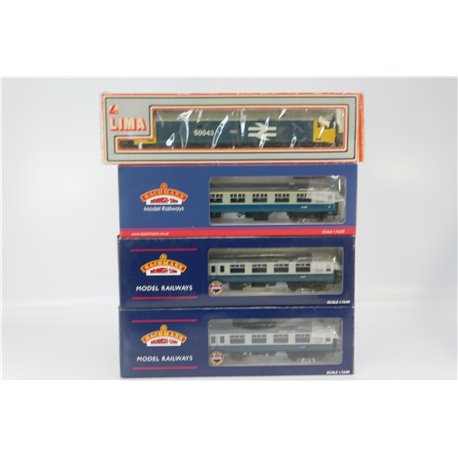 Lima L205142-50043 Class 50 50043 'Eagle' in BR Large Logo blue plus 3 coaches to match.Used. OO Gauge