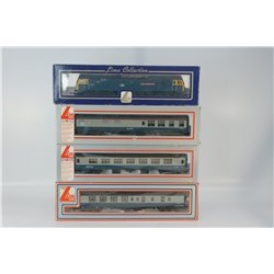 Lima L204734 Class 47 47555 "The Commonwealth Spirit" in BR blue plus three BR coaches. Used. OO Gauge