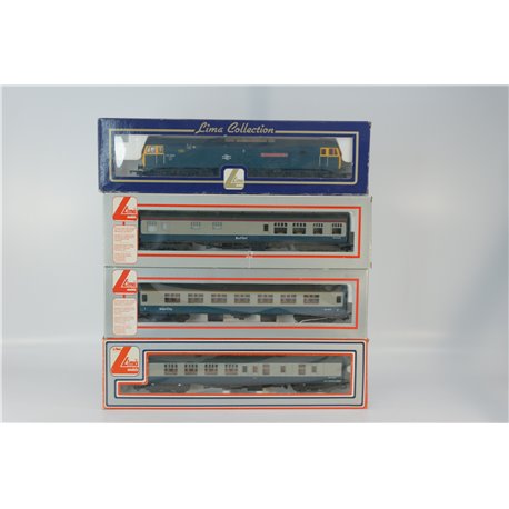 Lima L204734 Class 47 47555 "The Commonwealth Spirit" in BR blue plus three BR coaches. Used. OO Gauge