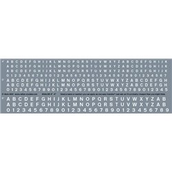 Railtec 4mm-1001 4mm Numeric/alphabet sheet: white BR scale 4" - 6" for OO gauge