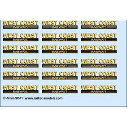 Railtec 4mm-3321 4mm West Coast Railways logos: coaches