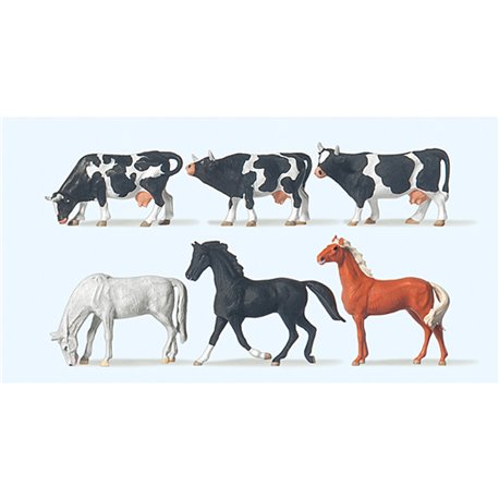 Horses (3) and Cows (3)
