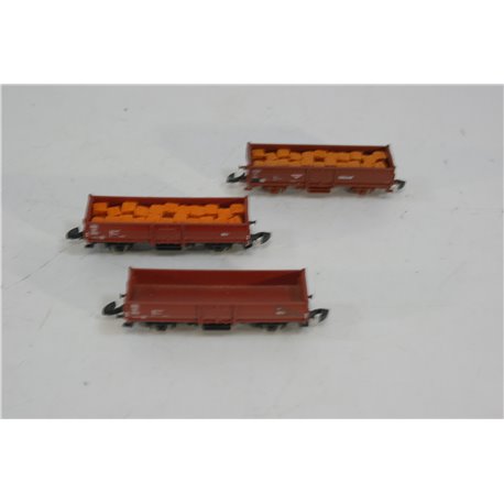 Marklin Mini-Club 81782 3 X Covered goods wagon RM 628 H.F. WIEBE a. Used. Z GaugeGauge