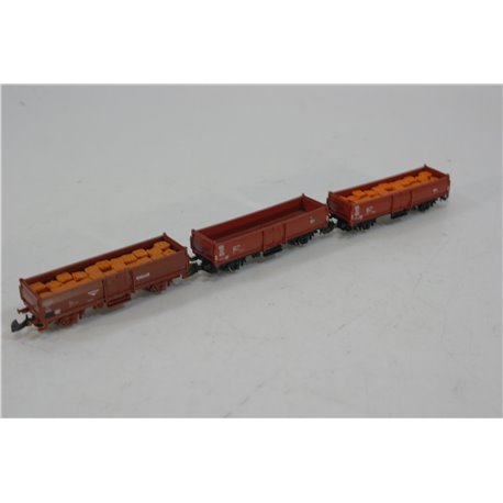 Marklin Mini-Club 81782 3 X Covered goods wagon RM 628 H.F. WIEBE a. Used. Z GaugeGauge