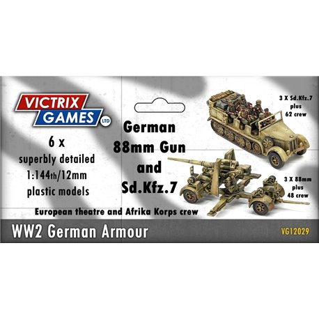 German 88mm Gun and Sd.Kfz.7 (x6) with crew - 1:144 model kit (12 mm)
