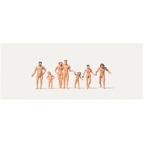 Family on the Nudist Beach (7) Figure Set