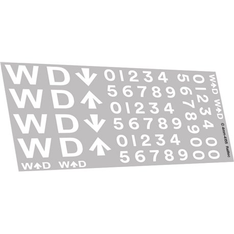 Railtec 4mm-4155 War Department WD logos (white): steam locos (suit 8F)