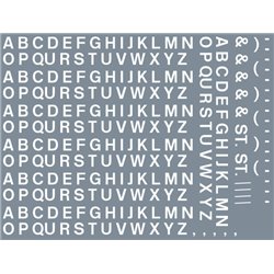 Railtec All-0012 Numeric/alphabet sheet: white BR lettering (4mm high)