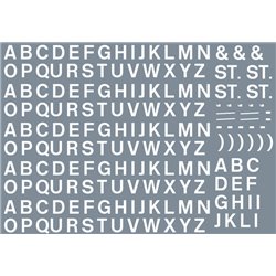 Railtec All-0015 Numeric/alphabet sheet: white BR lettering (5mm high)