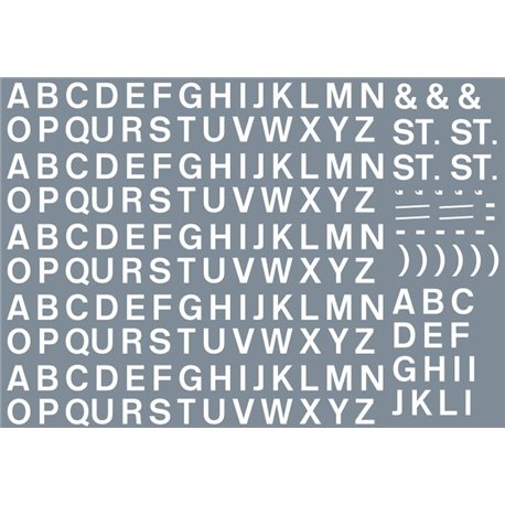 Railtec All-0015 Numeric/alphabet sheet: white BR lettering (5mm high)