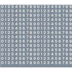 Railtec All-0029 Numeric/alphabet sheet: white BR numbering (3mm high)
