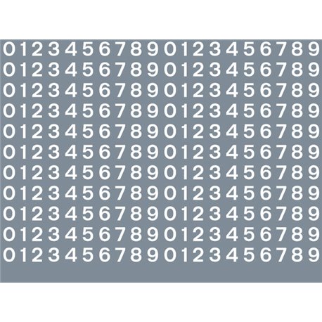 Railtec All-0032 Numeric/alphabet sheet: white BR numbering (4mm high)