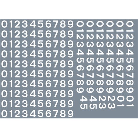 Railtec All-0035 Numeric/alphabet sheet: white BR numbering (5mm high)