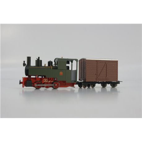 MinitrainS 1081 Decauville 0-6-0T steam loco + Wagon. Used. OO-9 Gauge 