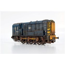 Bachmann Branchline 32-115A Class 08 Shunter 08021 in BR Blue with Wasp Stripes, Weathered, DCC Fitted..Used. OO Gauge