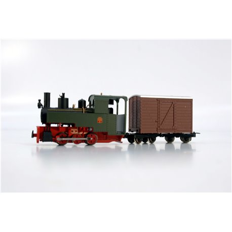 MinitrainS 1081 Decauville 0-6-0T steam loco + Wagon. Used. OO-9 Gauge 