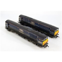 Hornby R2336 Class 58 Double Pack (1 a dummy) in Mainline blue (weathered). Used. OO Gauge 