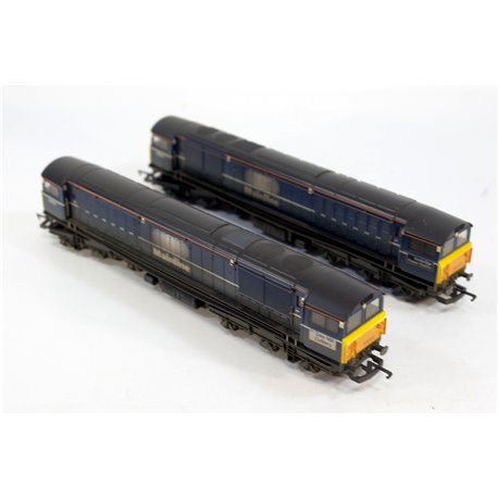 Hornby R2336 Class 58 Double Pack (1 a dummy) in Mainline blue (weathered). Used. OO Gauge 
