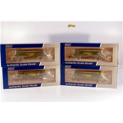 Set of Four HIA aggregate limestone hoppers in Freightliner green livery. Used. OO Gauge 