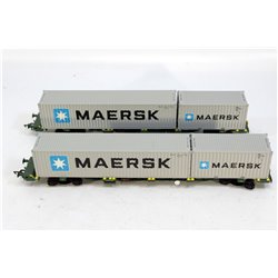 Dapol 4F-044-001 FEA-B Spine wagons in Freightliner livery - 640707 & 640708 + 4 Maersk containers - pack of 2. Used. OO Gauge
