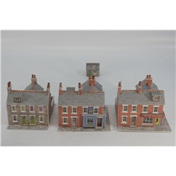 A Selection of Completed Metcalfe Kits - A Corner Shop, Pub and detached House. Used. N Gauge 