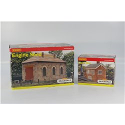 Hornby Skaledale Signal Box and Engine Shed. Used. OO Gauge 