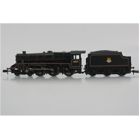 Graham Farish 372-136B LMS 5MT 'Black 5' with Welded Tender 45247 BR Lined Black (Early Emblem). Used. N Gauge 