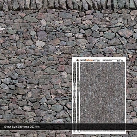 OO/HO Dry Stone Wall Texture Paper (Pack of 5)