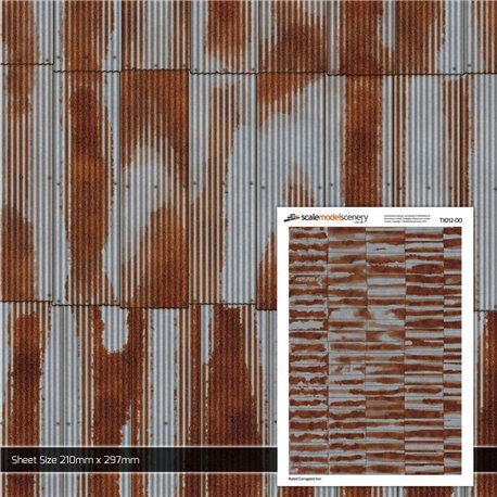 OO/HO Rusty Corrugated Iron Texture Paper (Pack of 5)