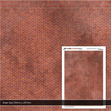 OO/HO Victorian Weathered Red Brick Texture Paper (Pack of 5)