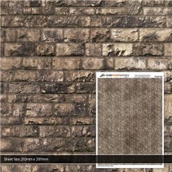 OO/HO Light Weathered Random Ashlar Brick Texture Paper (Pack of 5)