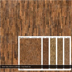 OO/HO Worn Wooden Flooring Texture Paper (Pack of 5)