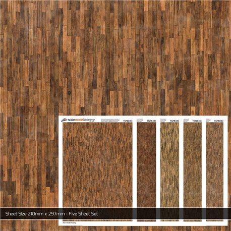 OO/HO Worn Wooden Flooring Texture Paper (Pack of 5)