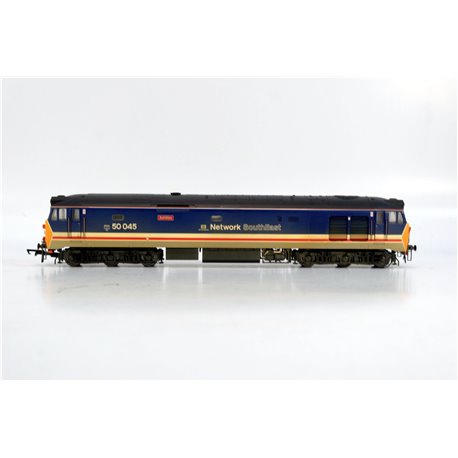 Hornby R2350 Class 50 50045 'Achilles' in revised Network South East livery (weathered). Used. OO Gauge 