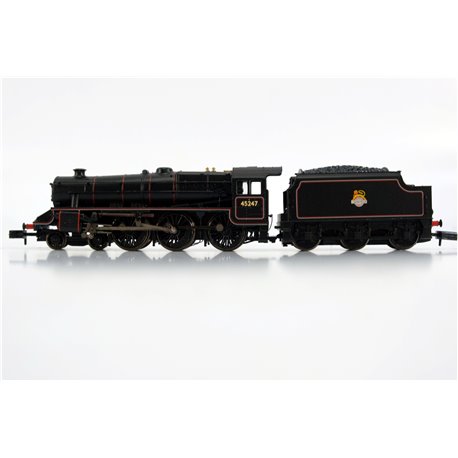 Graham Farish 372-136B LMS 5MT 'Black 5' with Welded Tender 45247 BR Lined Black (Early Emblem). Used. N Gauge 