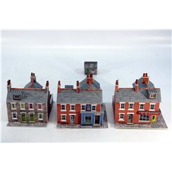A Selection of Completed Metcalfe Kits - A Corner Shop, Pub and detached House. Used. N Gauge 