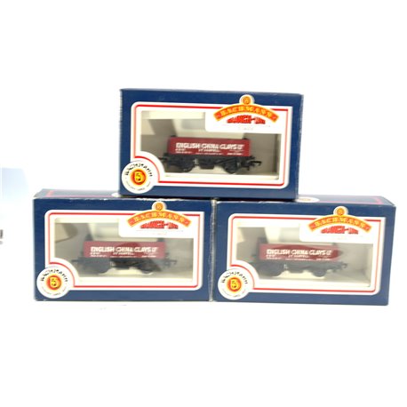 A Set of Three English China Clay Wagons. Used. OO Gauge 