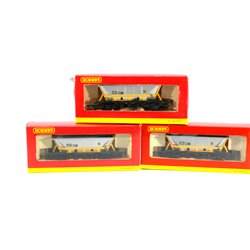 Three Hornby R003 MGR Hopper Wagons. Used. OO Gauge 