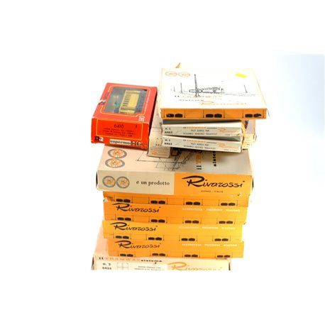 A large group of HO scale vintage RIVAROSSI track and catenary sets for the Rivarossi Tramway system Including a Tram. Used. HO