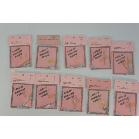 Ten Langley White Metal Single Post Lower Quadrant Signals. Used. N Gauge 