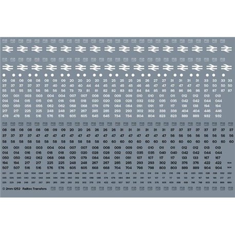 RAILTEC 2mm-1252 BR white/black loco numbers: multi-sheet
