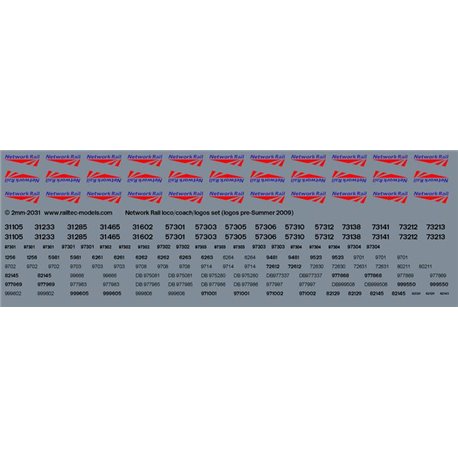 RAILTEC 2mm-2031 Network Rail logos/locos/coaches set