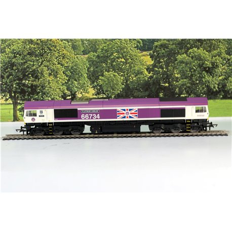 Hornby R30332 Class 66 GBRf Co-Co 'Platinum Jubilee' No.66734 Diesel Locomotive. HM7000 Sound fitted. Used. OO Gauge 