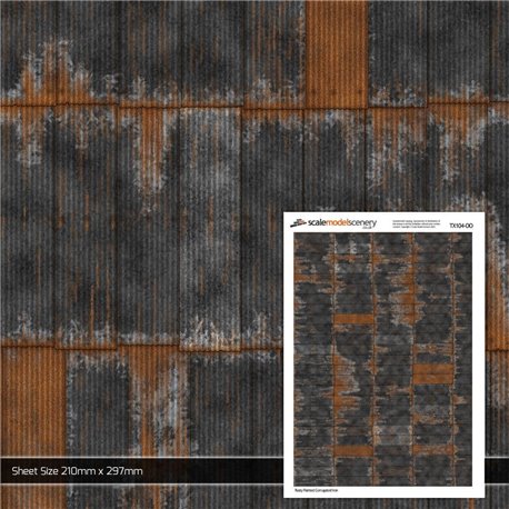 Rusty Black Painted & Weathered Corrugated Iron Texture Paper (Pack of 5)