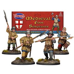 Medieval Foot Sergeants (x32) - 1:56 scale figure kit