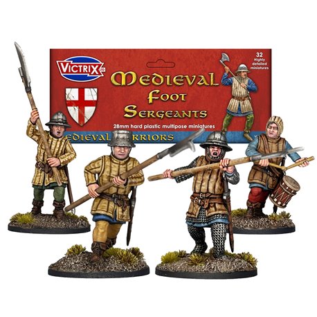 Medieval Foot Sergeants (x32) - 1:56 scale figure kit
