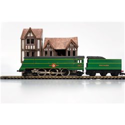 Graham Farish 1503 Merchant Navy Class 4-6-2 21C17 'Belgian Marine' in SR green. Used. N Gauge 