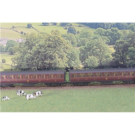 A Set of three Marron LMS Coaches from Graham Farrish. Used. OO Gauge 