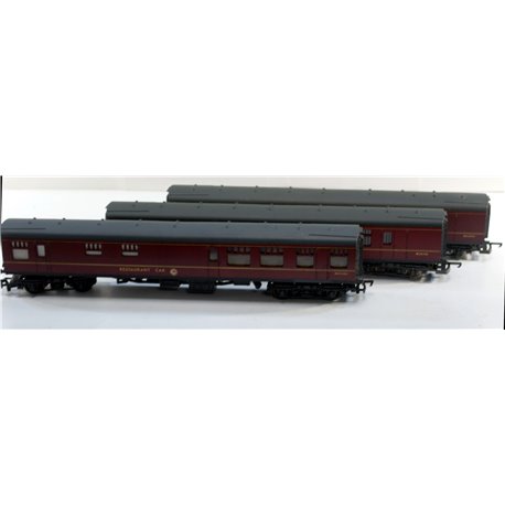A Set of three Lima Maroon Coaches . Used. OO Gauge 