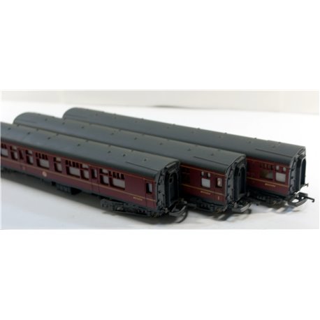 A Set of three Lima Maroon Coaches . Used. OO Gauge 